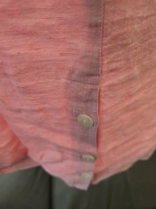 J Jill, Coral Linen Shift Dress with Button Accents - Picture 3 of 8